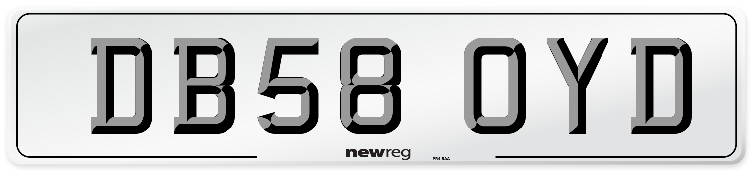 DB58 OYD Number Plate from New Reg